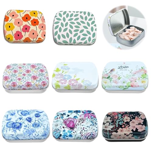 IUSOT 8PCS Small Tin Box with Lid Rectangular Iron Storage Container for Candy Coin Tiny Bead Earplugs Nail Jewelry Findings - Travel