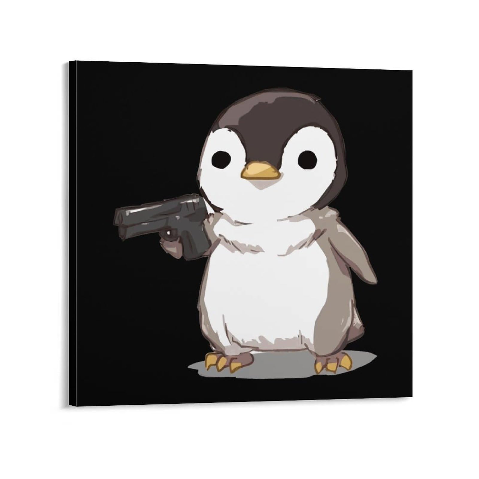 Amazon.co.jp: 壁アート 面白い ペンギン 木枠付き 装飾画 壁画 木枠