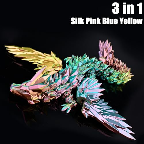 Image of PLA Filament 1.75mm, Silk Rainbow Color PLA Filament, Tri Color 3D Printer Filament Sky Blue Yellow Rose Red, Fit to AMS, 1kg /Spool