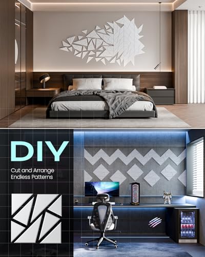 Image of 22 Pack Geometric Sound Proof Foam Panels for Walls 12 inchx12 inchx0.4 inch Fabric