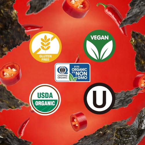 Image of KIMCHIP! Extra Spicy Seaweed Snacks (10-Pack) - Korean Roasted Seaweed with Kimchi Flavor - Organic, Vegan, Gluten-Free, Non-GMO, Kosher - Challenge Snack