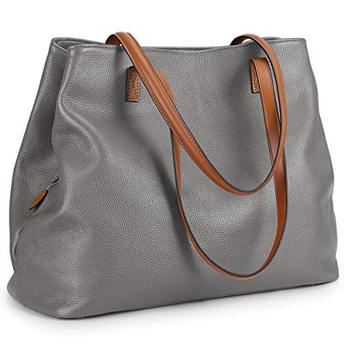 S-ZONE Sac à main en cuir véritable souple pour femme Grande capacité Sac à bandoulière pour...