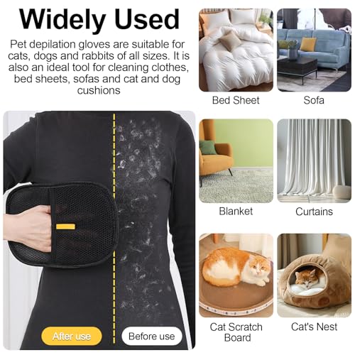 1 Paar Fell Magnet Handschuhe, Fellhandschuhe Größer und Dicker, Tierhaarentferner Handschuhe für Katzen und Hunde, Glattes Fell und Sanfte Massage