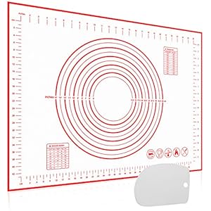 Backmatte Silikon Groß 70×50 cm, Silikonmatte Backen Antihaft Backunterlage Silikon mit Messung, Teigmatte Teigunterlage…