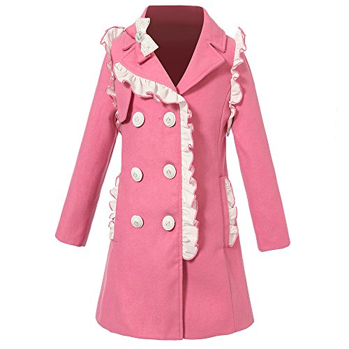 Richie House Girls' Sweet Coat with Ruffles and Lapel Collar Size 3-12 RH1463