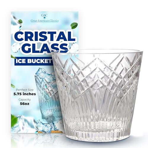 GAC Mouth-Blown Crystal Glass Ice Bucket – 56oz Capacity, 5.75