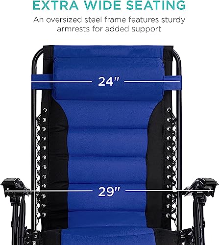 Image of STAR WORK Stainless Steel Zero Gravity Chair, Lawn Chair Recliner Lounge, Portable Camping Folding Beach Chair With Removable Pillow (Turquoise Blue)