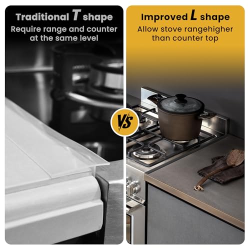 Image of Stainless Steel Stove Gap Covers - 304 Stove Gap Filler, Easy retractable Length 13.8 inch to 27.5 inch, Width 0.79 inch, Heat Resistant Guard Between Stove Top & Counter, 2 Pck