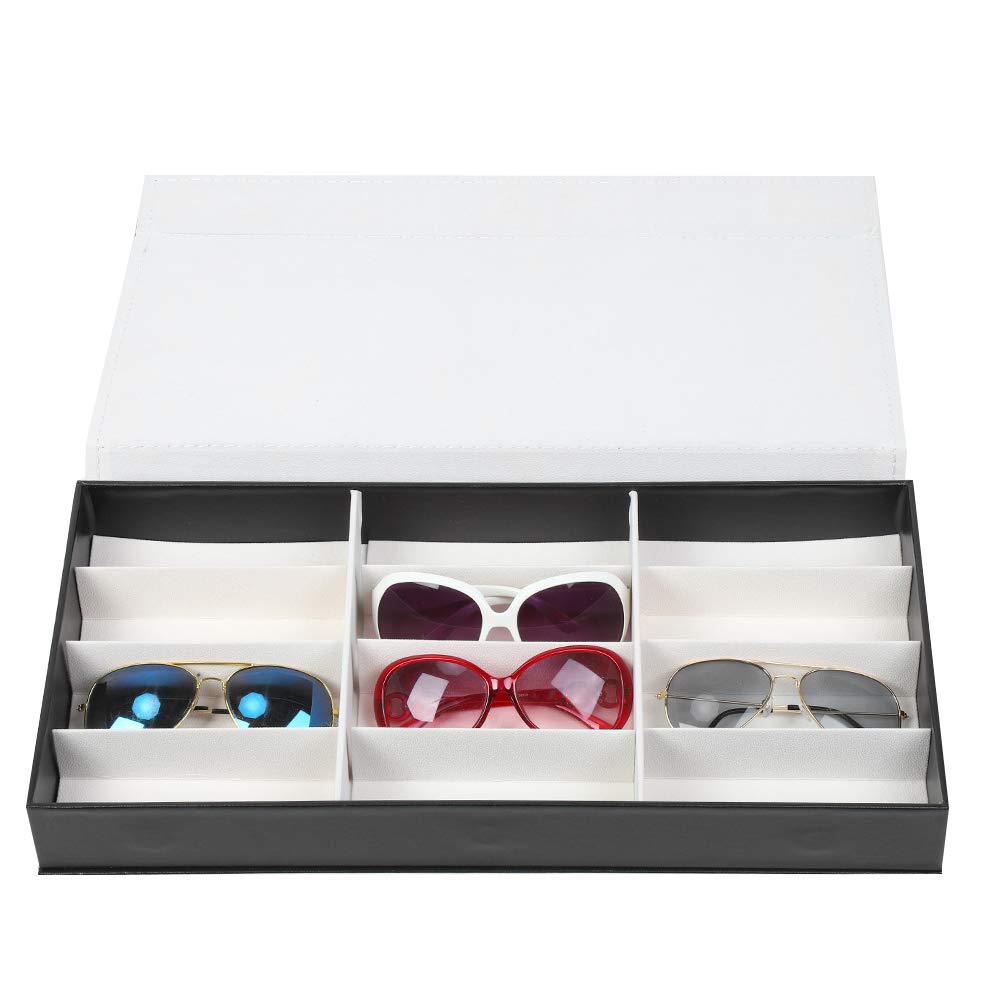zolyet Organizador de 12 rejillas, tablero de densidad de poliuretano, para gafas de sol, caja de almacenamiento para joyas