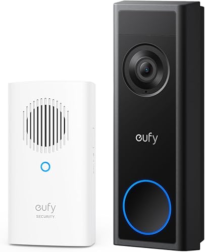 eufy Security Timbre de video C31 con timbre adicional, 2K FHD, alimentado por batería o cable, fácil de instalar, videollamada en vivo, grabación