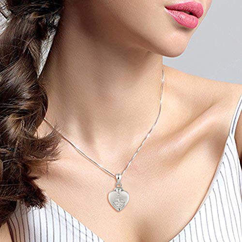 BEILIN 925 Sterling Silver Heart Cremation Jewelry Keepsake Urn Necklace for ashes : Forever in My Heart2