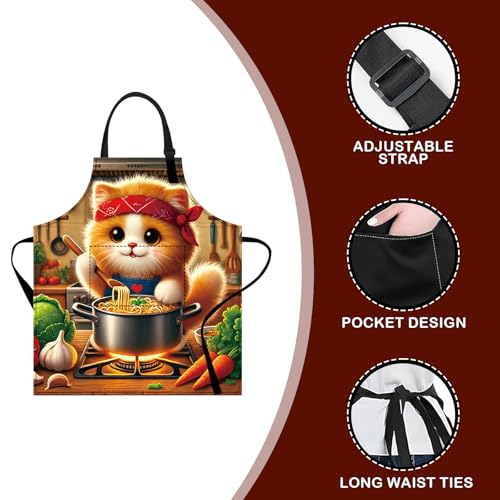 Image of Nuxovilar Cute Apron with Pockets, 26.77 * 30.7 Inches, Versatile for Meal Prep, Baking, Holiday Cooking