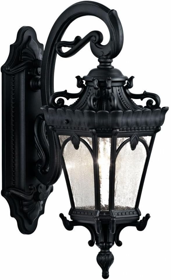 Kichler Tournai 18" 1 Light Outdoor Wall Light with Clear Seeded Glass in Textured Black