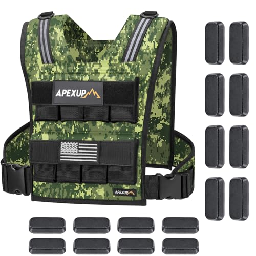 Image of APEXUP Adjustable Weighted Vest Men 20lbs /30lbs /40lbs Weights with Reflective Stripe, Weight Vest Woman Workout Vest for Strength Training Running Walking