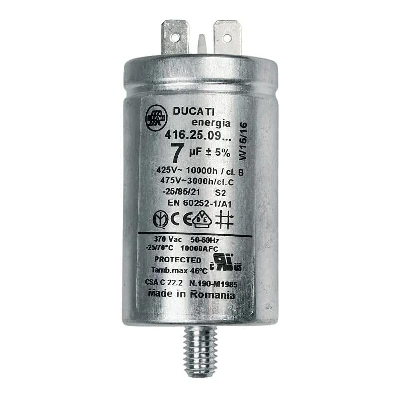 Condensateur de Démarrage 7uF en Aluminium pour Moteur – Pièce de Rechange Compatible avec Sèche-Linge CANDY, WHIRLPOOL, INDESIT, ARISTON, HOTPOINT, IBERNA,...
