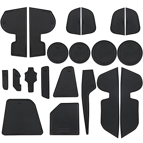 SENSHINE for Jeep Compass Accessories 2018 2019 2020 2021 Non-Slip Anti Dust Cup Holder Insert Center Console Liner Door Packet Mats Premium Custom Interior 20PC Set (Black Trim)