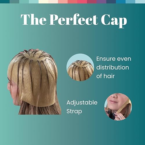 Miniatura 4 de Dompel Gorro de silicona con reflejos | Gorra de silicona profesional reutilizable | Especial para teñir el cabello (1, oro romana)