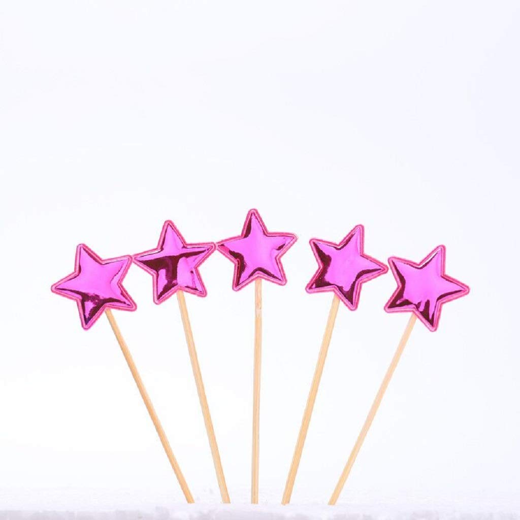 Larrel 50 stuks Star cupcake-toppers, meerkleurig PU-materiaal, stervorm, taartdecoratie, glitter, kleine ster, cupcake-toppers, muffindecoratie voor verjaardag, bruiloft, Kerstmis, feestdecoraties