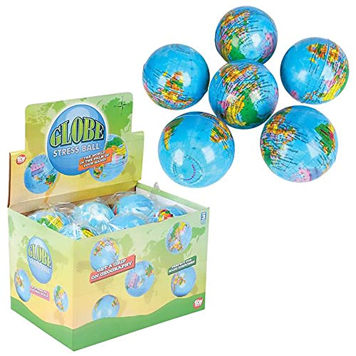 The Dreidel Company World Globe Squeeze Ball Bunch Stress Ball, Stress & Anxiety Relief Toy, Planet Earth, 3