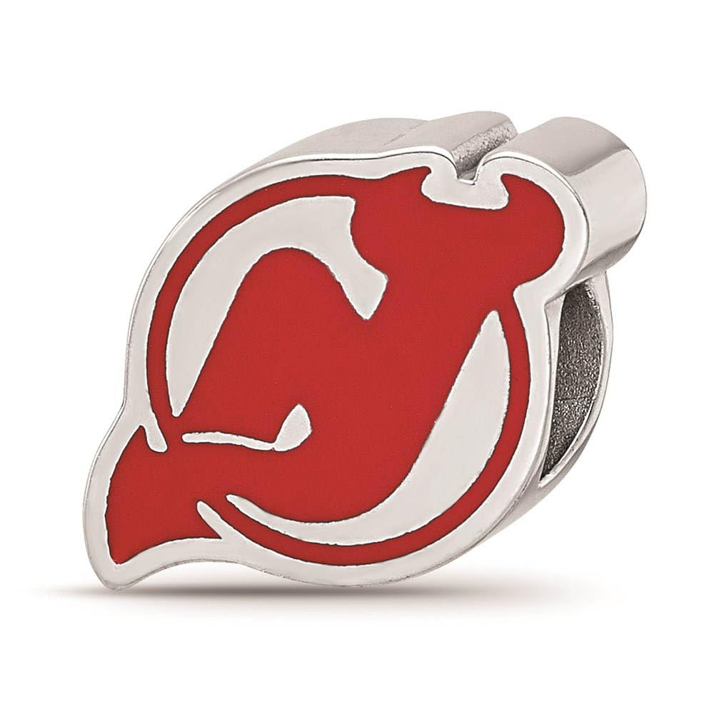 New Jersey Devils Enameled Logo Bead (Sterling Sliver)