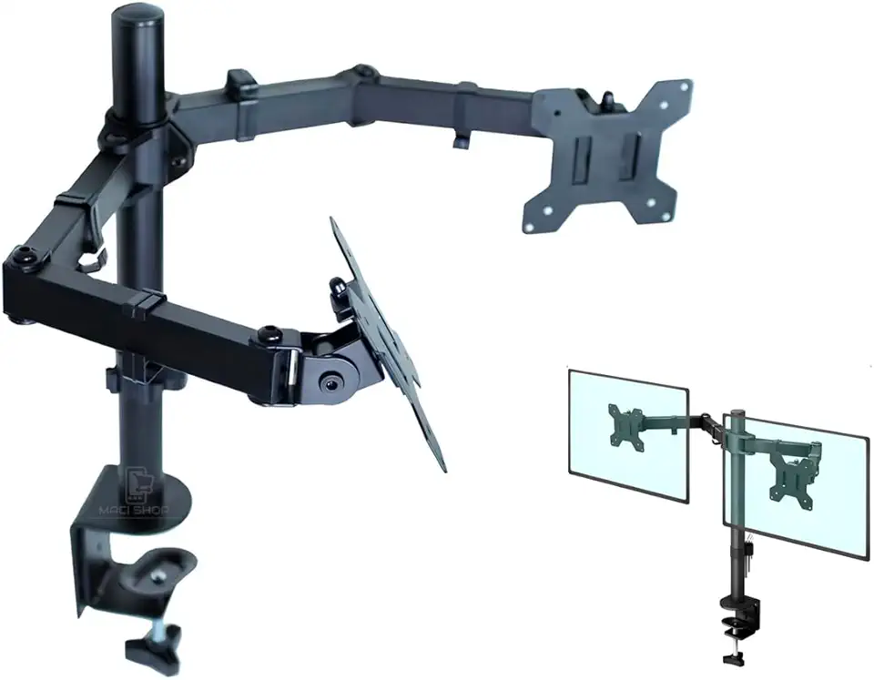 Suporte 2 Monitores Tv 13'' a 32'' Articulado de Mesa Aço Duplo Braço Ajustável Vesa Monitor 32 Polegadas