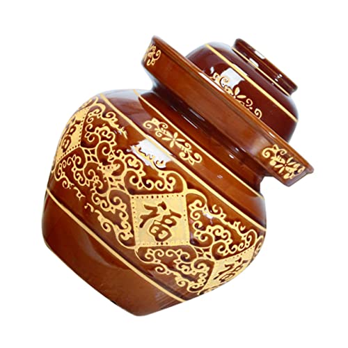 JECOMPRIS Vaso Tradizionale in Terracotta Per Sottaceti Con Tappo Ermetico Facile Da Aprire Contenitore Cucina Per Fermentazione Artigianale Barattolo Cinese Per Conserve e Cucina Casalinga