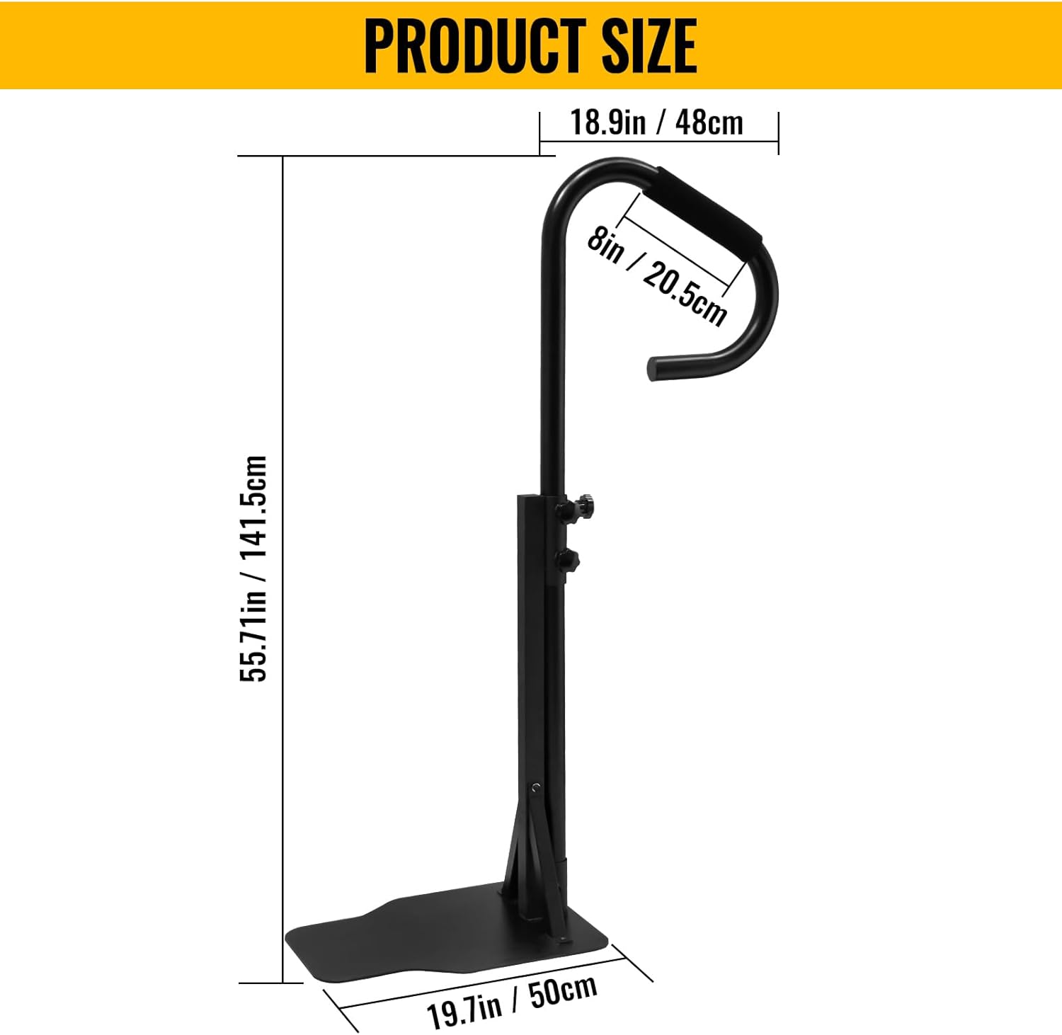 Hot Tub Handrail, 57" Spa Side Handrail with Slide-Under Mounting Base, Heavy Iron 600LBS Load Spa Side Under Mount Rail, Spa Handrail with Sponge Rubber Grip for Indoor Outdoor Bath