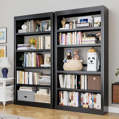 Image of 5-Tier Metal Bookshelf, 69 inch Tall Black Bookcase with Adjustable Shelves, Heavy Duty Deep Book Shelves, Display Storage Shelving for Living Room, Home Office, Library, Bedroom