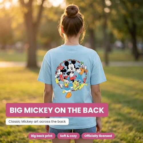 Disney Ladies Mickey Mouse Fashion Shirt Mickey Mouse Front and Back Tee - Mickey Mouse Tee (Freshwater, Large) - image 3