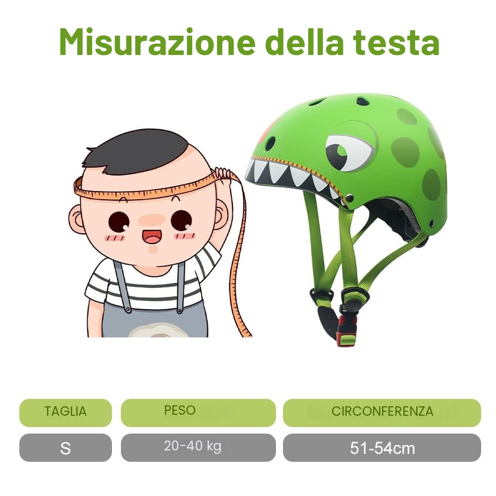 Casco Bici Bambino 50-54CM Sicurezza Protezione della Testa Leggero Traspirante