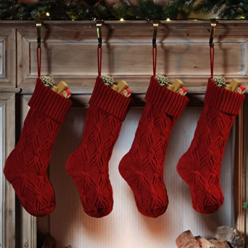 iWINTOP Christmas Stocking Set,4 Pack Christmas Stocking 18 Inches Large Knitted Candy Stocking Decorations for Xmas Tree,Xmas Holiday Party Decor,Kids Gifts (B)
