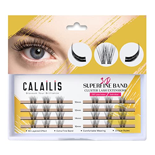 Image of CALAILIS Individual Lashes, DIY Eyelash Extensions, Super Thin Glue-based Band, Natural Look Reusable, Lasting for 48 Hours Individual DIY Eyelashes (02MIX-C)
