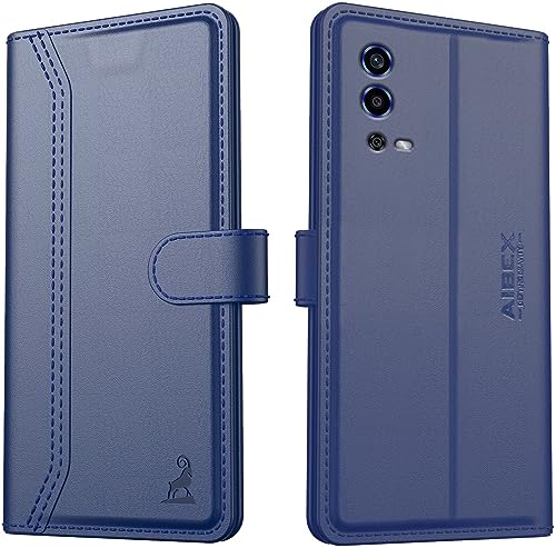 Image of AIBEX Compatible for Oppo A55 Flip Cover Leather Finish | Inside TPU with Card Pockets | Wallet Stand | Complete Protection Flip Case - Blue