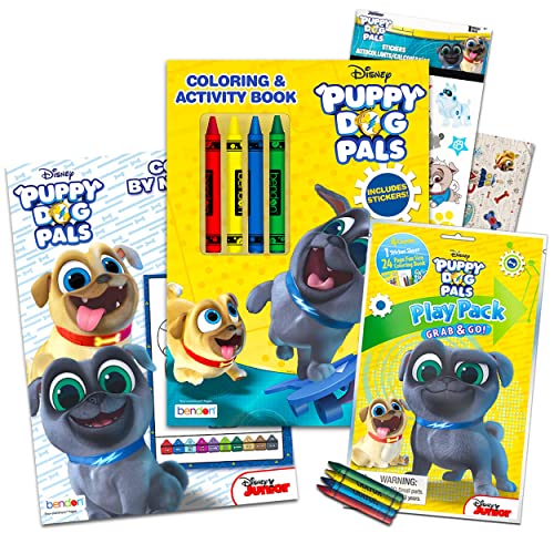Puppy Dog Pals Coloring Book Bundle Set -- Set of 3 Puppy Dog Pals Activity Books with Bonus Reward Stickers (Puppy Dog Pals Party Supply Set)