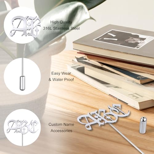 Image of Custom Lapel Pin for Women Men - Name Brooch Pin Personalized Stainless Steel for Wedding Business Party - Gold /Silver /Black Customized Jewelry Gifts