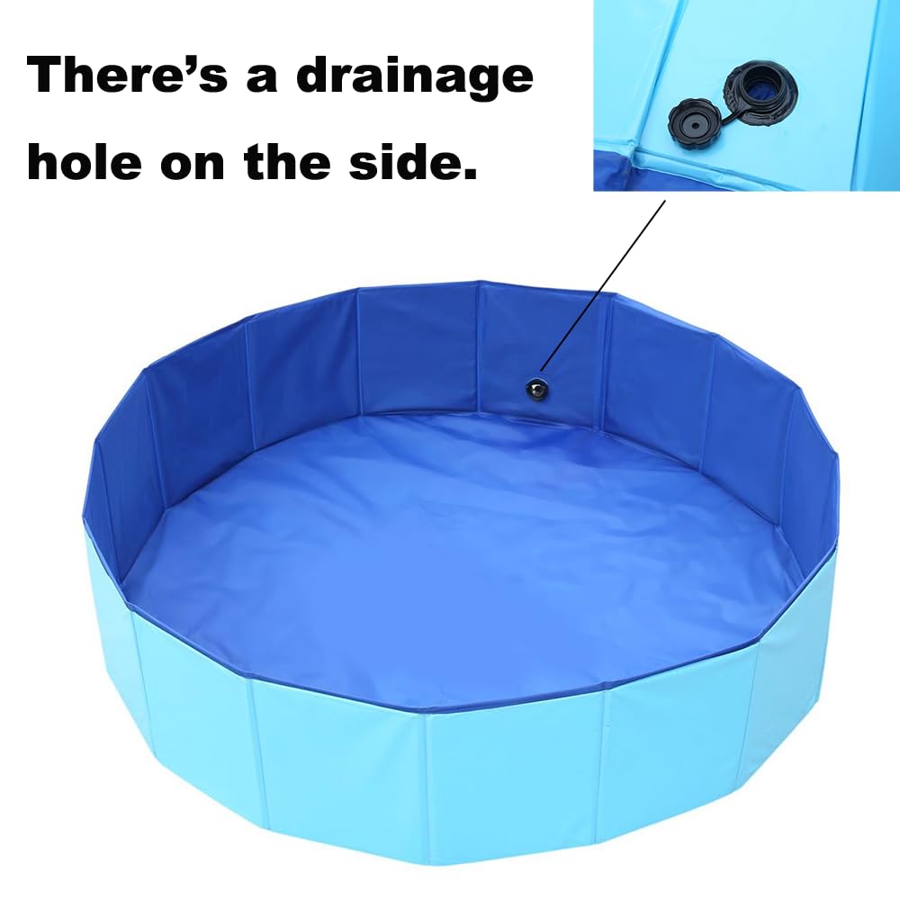 Piscina per Cani Pieghevole, Portatile PVC Vasca per Cani Piscina per Grandi e Piccoli Cani, Rivestimento Antiscivolo, con Foro di Scarico, 3 Dimensioni Disponibili per Piccoli, 100 x 30cm