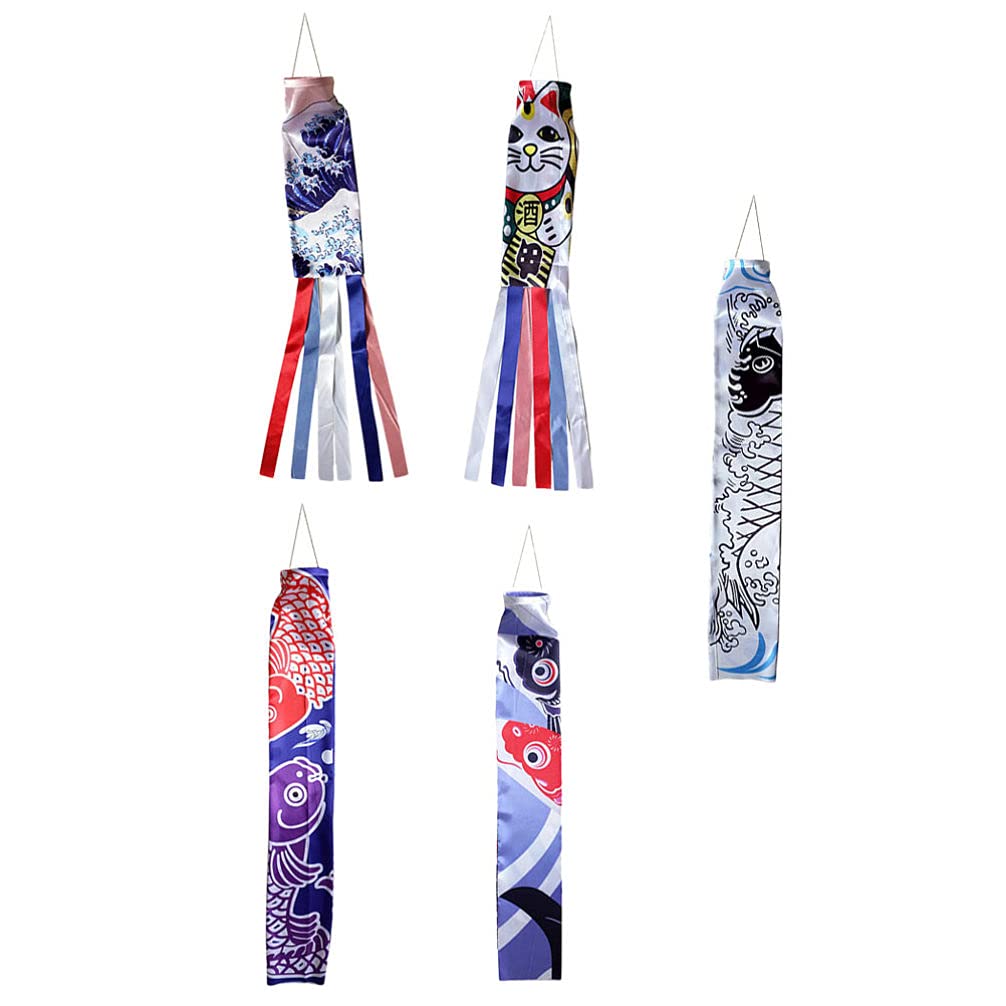 YARNOW Drapeau Décoratif Japonais Carp Koinobori Manche À Air 27.6 Pouces pour Décoration Extérieure Intérieure Sushi Bar Jardin