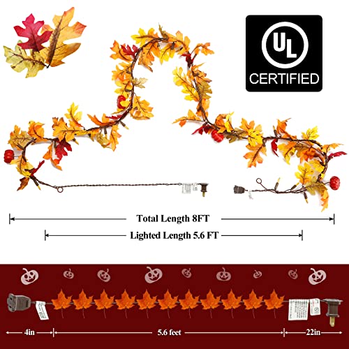 Nuy Nearly Upon You Fall Maple Leaf String Lights Plug In 120V Ul Certified, Thanksgiving Decorations Fall Garland Lights String 8Ft With Traditional 35 Incandescent Bulbs For Halloween Garland Fall Decor For Outdoor thumb #1