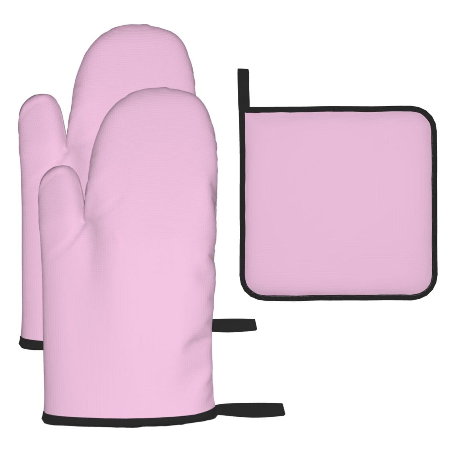 Cherry Blossom Pink Oven mittens and oven mitts three-piece set suitable for oven, grilling, baking, microwave and home cooking.