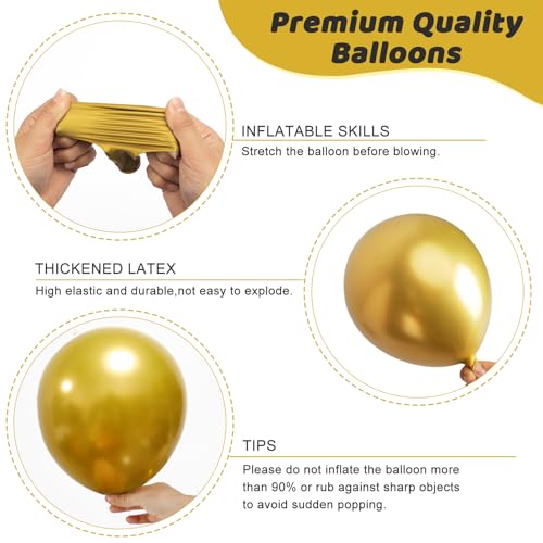 Image of RUBFAC 135pcs Gold Balloons Different Sizes 18 12 10 5 Inch for Garland Arch, Latex Metallic Balloon for Birthday Graduation Party Wedding Decorations