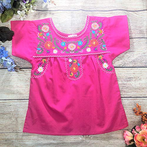 Image of unik Girls Cotton Embroidered Floral Blouse for Birthdays, Cultural Events, Cinco De Mayo