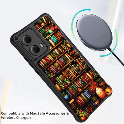CICPLKSE Magnetic for Moto Edge 2024 Case,[Full Camera Protection] [Compatible with Magsafe] [Military Grade Protection] Bumper for Motorola Moto Edge 2024 6.6",Library Bookshelf - image 5