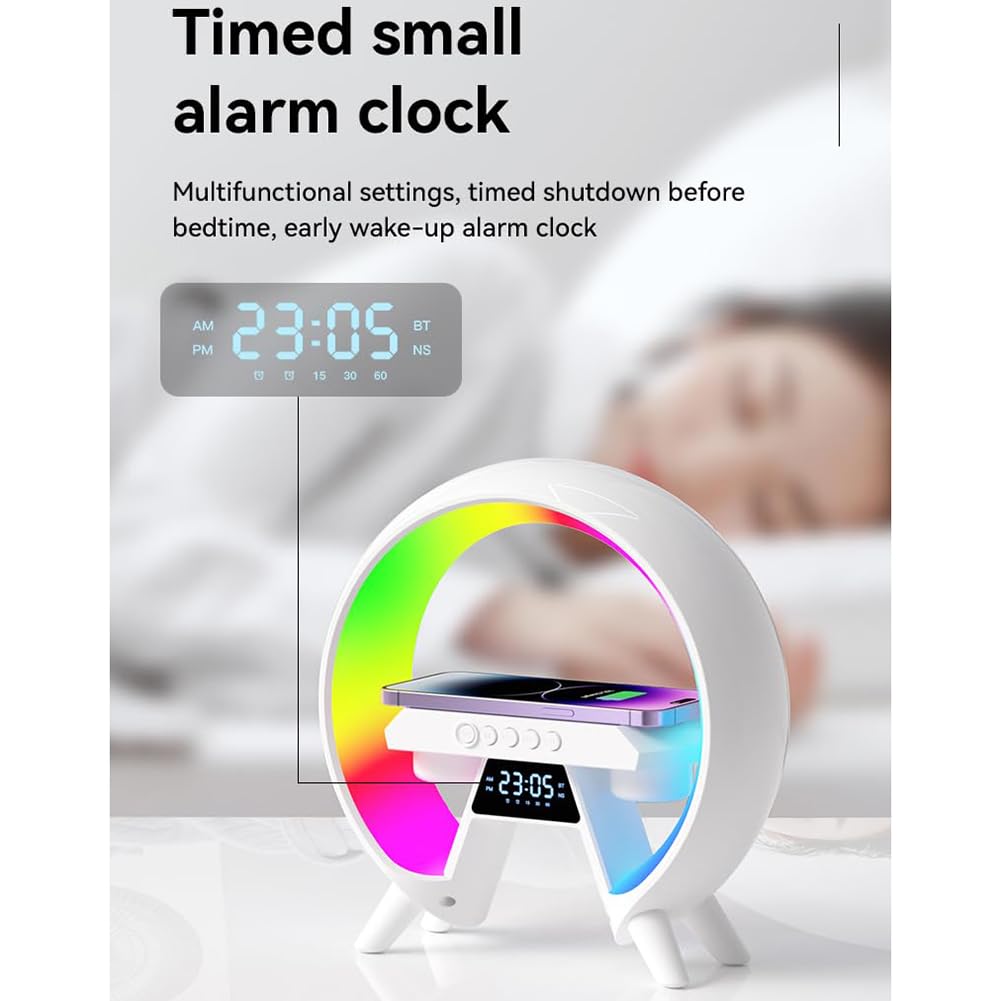 Światło RGB Lampa budzika o wschodzie słońca, bezprzewodowa lampa nastrojowa do ładowania, nocna maszyna dźwiękowa Światło budzenia, inteligentna lampa nastrojowa Głośnik Bluetooth do sypialni Biuro