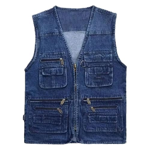 Gilet de travail denim homme col en V pour éviter les poches surchargées
