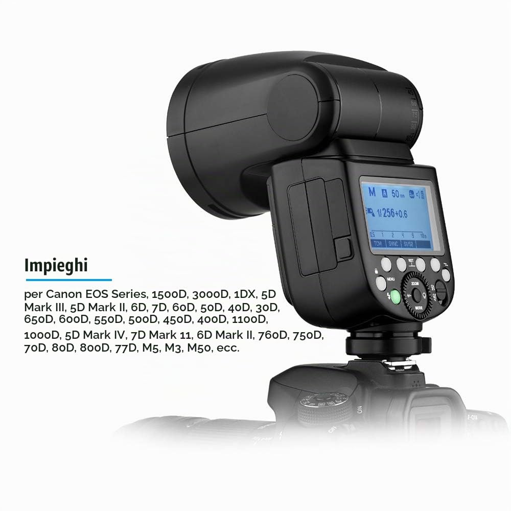Godox V1C Professional Speedlite Speedlight Round Head Wireless 2.4G Replacement for Canon EOS Series 1500D 3000D 5D Mark lll 5D Mark ll for Wedding Portrait Studio Photography