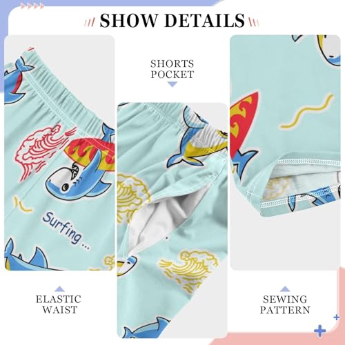 Let's Surfing Shark Boys Long Pants Soft Trousers Elastic Waist Kids Lounge Bottoms with Pockets S-XL4