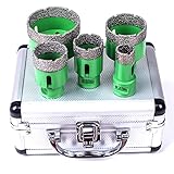Diamant lochsäge M14 Diamantbohrer 5-teiliges Set fliesen bohrkrone 22/35/40/50/65mm Verpackt in Aluminiumbox Geeignet für Stein und Keramikfliesen
