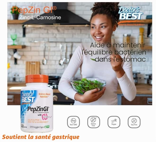 Dr. Best's Pep Zin GI, végétalien, 120 capsules