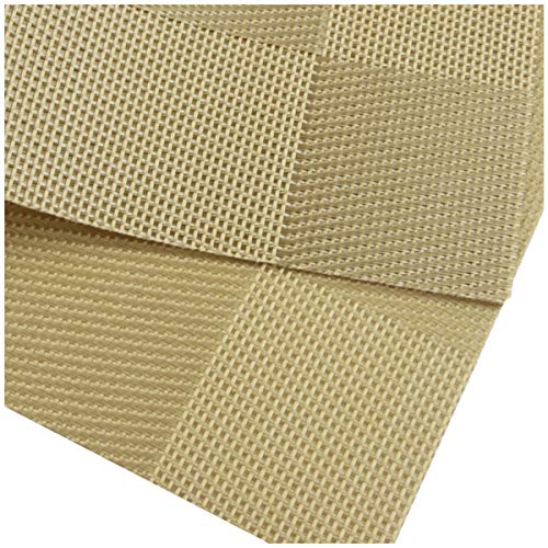 Panda Palm Placemats Vinyl Twill Weave Heat-Resistant Table Mats Washable Kitchen Placemats For Dinig Table Set Of 6 (Gold) #TOP4