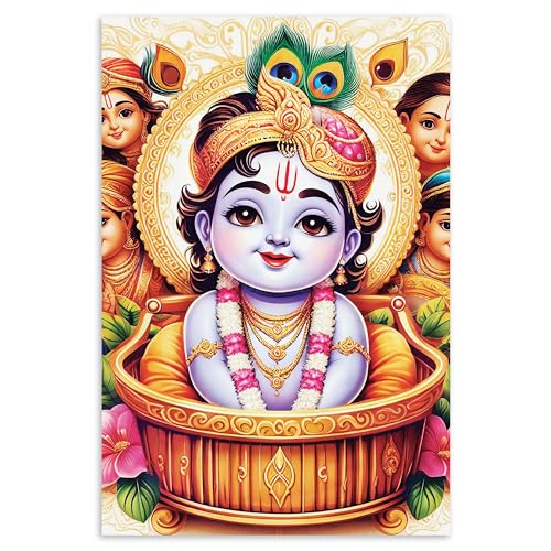 Image of Twinster Bal krishna Posters Photo for Pregnant Women, Baby Poster Self Adhesive (Size 45 cm by 30 cm) Pack of 1 (Design 6)